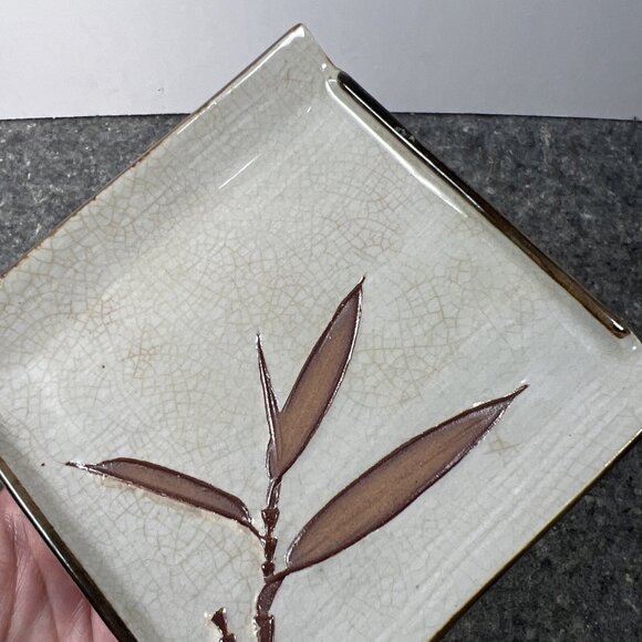 VTG Otagiri Japanese Bamboo Small Square Sushi Trinket Dish 4.75" Japan - Picture 6 of 13